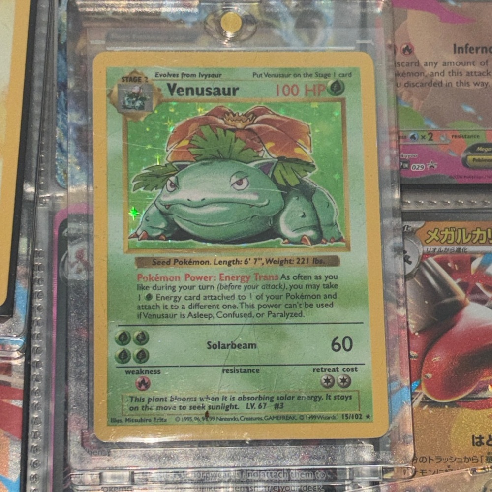 Pokemon TCG shadowless Venusaur Holographic Collector Card -15/102